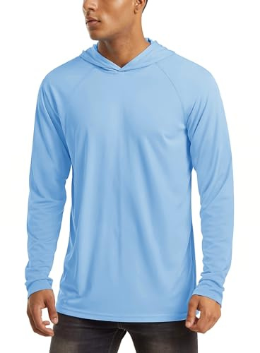 Fishing Shirts for Men Athletic Shirts UPF 50+ Sun Protection Long Sleeve Workout Shirts Quick Dry Running T-Shirt Rash Guards Blue