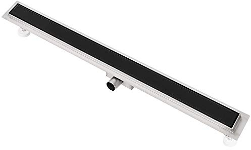 Sanlingo Duschrinne Bodenablauf, geruchsfreier Abfluss aus Edelstahl, 100 cm, Schwarz