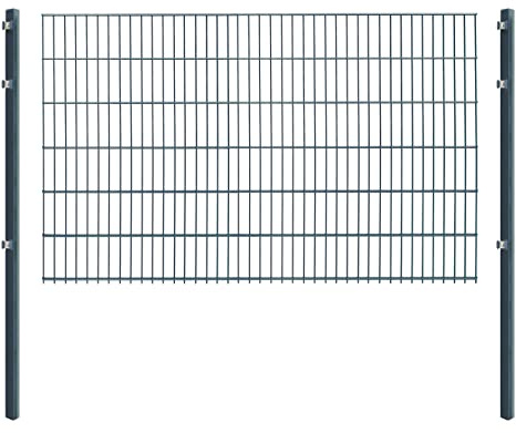 Doppelstabmattenzaun - Komplettset inkl. Pfosten und Montagematerial - Verschiedene Längen und Höhen – Grün oder Anthrazit (L 14 m | H 123 cm | Anthrazit)