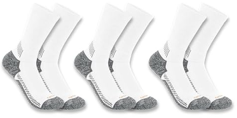 Carhartt Men's SC4223M Force Midweight Crew Sock 3 Pack, White, X-Large