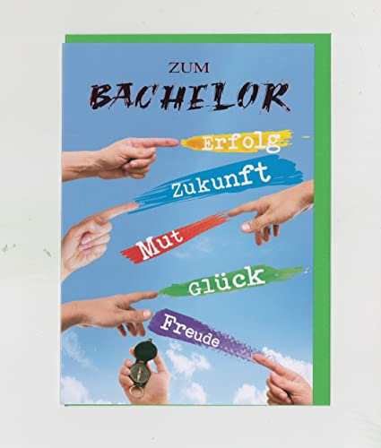 Michel Verlag Glückwunschkarte zum BACHELOR. Hochwertige Klappkarte, Geschenkidee Studium beendet, inkl. farblich passendem Briefumschlag. 12x17cm, Made in Germany!