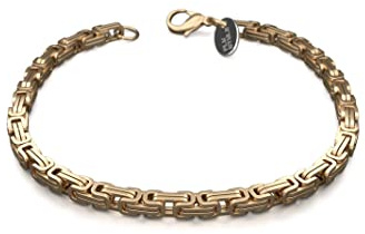 Fly Style Byzantiner Königskette Gold Edelstahl - Königsarmband Armband Herren 18 Karat vergoldete Kette