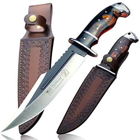 WPKOPYA (DeHong-88 Hunting Knife, 7.1 (about 18 cm) Fixed Blade Tactical knife ，Configure leather scabbard,Camping, survival， Slicing, Boning, Gift Collection