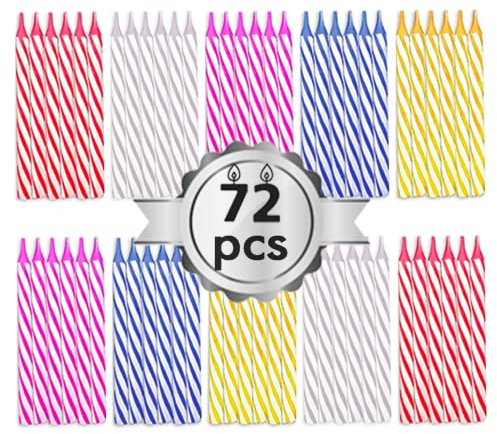 by Tugba Aydan - Birthday Candle - 72 Count Mix Color Birthday Candles for Cake, Cake Candle for Birthday, Party Small Candles…
