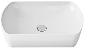 VBChome Waschbecken 50 x 31 Keramik Oval Waschtisch Handwaschbecken Aufsatzwaschbecken Waschschale Gäste WC Modern Elegant Top Qualität