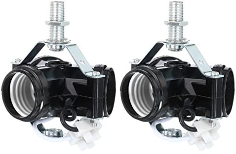 sourcing map E27 Medio Base Bombilla Zócalo M10 Rosca Lámpara Soporte 3 Luz Zócalo con Soporte Luz Accesorio Cable para Bricolaje Lámpara Accesorios Techo Lámpara Paquete de 2
