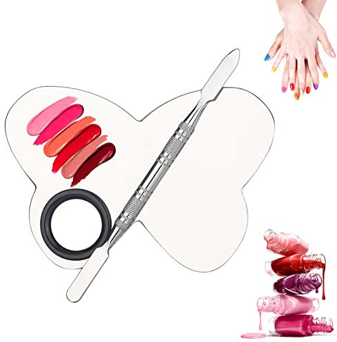 Metal Palette, Hand Makeup Mixing Palette, Foundation Tray with Double Sided Toning Stick, Shine and Finishing - Nail Polish, Liquid Foundation, Lipstick