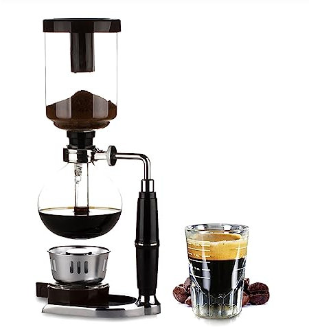 NGARY Siphon Syphon Coffee Maker, 3-Cup Tabletop Glass Siphon Pot, Siphon Coffee Brewer with Reusable Cloth Filter, Vacuum Coffee Brewer Hot Tea Maker Machine for Home Office