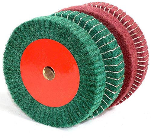 CruSio 1 Stück Vlies-Scheuerschwamm 4/5/6/8/10/12 Schleifscheibe Klappenmopp Polierscheibe Nylonfaserscheibe 20 Mm Bohrung 1 Dicke, Körnung 180,125/Körnung 240/300