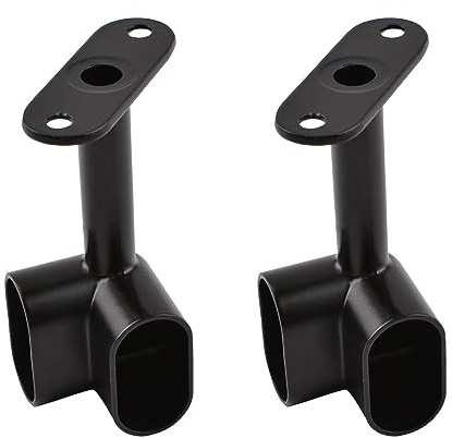INCREWAY 2 pcs Oval Corner Closet Rod Support Bracket 90 ° Heavy Duty Wardrobe Accessories Clothes Rail Flange Seat for Closet Rod, Black