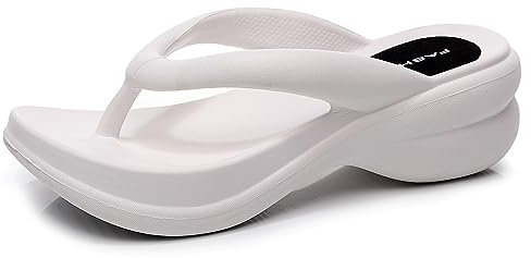 New front Chanclas de Fondo Grueso para Damas Nuevas de Verano Tacón de Cuña Arrastra Usar Sandalias de Playa con Punta de Clip Caseras Cómodas