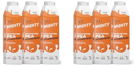 Mighty Pea Milk Unsweetened, High Protein Plant Based M.lk, (12x1L Cartons), Sugar Free, Free from Dairy, Nuts & Lactose, UHT Pea Drink