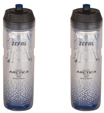 ZEFAL Pack Arctica 75 - Set di due Borracce per Bicicletta - Borraccia Termica Bici - Inodore e Impermeabile - Borracce Ciclismo Senza BPA, 2 x 750ml - Argento/Blu