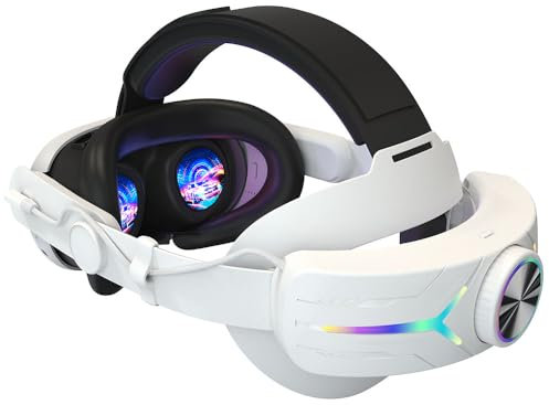LYEAA Gafas de realidad virtual RGB para la cabeza, ajustable, correa VR Elite de 8000 mAh, recargable para Meta 3