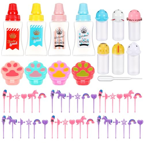 Hoolerry 50 Pcs Mini Bento Box Lunch Accessories for Kids, Unicorn