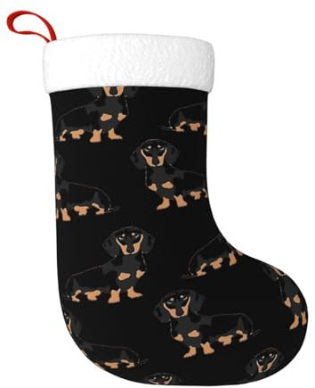 EniLsa Weihnachtsstrumpf mit Dackel-Motiv, mit Hunde-Motiv, Weihnachtsstrumpf, Weihnachtsstrumpf, Weihnachtsstrumpf, Weihnachtsstrumpf, Weihnachtsfeier, Familiendekoration
