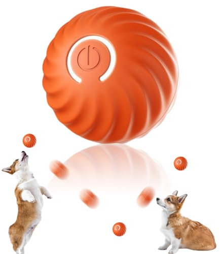 IVEOPPE Rolling Smart Ball Katzenspielzeug,Simuliertes Interaktives Katzenball Elektrisch-Interaktives Spielzeug für Hunde und Katzen mit LED Lichtern-Katzenball Elektrisch 360 Grad Spin Ball(Orange)
