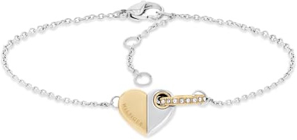 Tommy Hilfiger Jewelry Halskette oder Armband für Damen aus Bicolor-Edelstahl mit Herz-Charm
