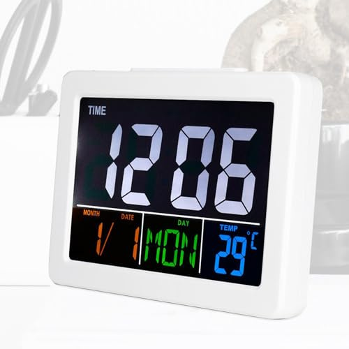 Syfunlv Wecker Digital,LCD Display Tischuhr,Nachttischuhr mit Datum und Temperatur,13.5 * 3.5 * 10cm, kleine Digitale Wanduhr,Digitaler Funkwecker mit Licht,für Schlafzimmer Home Office.