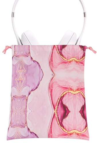 GEEKRIA NOVA Headphones Pouch Compatible with Beats Solo Pro/4/3/HD and More, Headset Carrying Bag, Soft Travel Pouch for Over-Ear Headphones(Pink Marble PU)