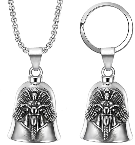 Biker Bell Motorrad Glöckchen Guardian Bell Motorrad Motorrad Glocke Schutzglocke Motorradglocke, Motorradglocke Glücksbringer Schutzengel Motorrad Schlüsselanhänger Und Schutzglocke Halskette