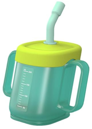 Qumiuu Tazza con cannuccia, tazza con beccuccio,Biberon per bebè, tazza con beccuccio e scala per manico | Borraccia per bambini, tazza con beccuccio in cannuccia per esterni, latte, succhi di frutta,