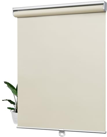 Keego Cordless Roller Shades and Blinds for Windows Blackout Shades Window Shades for Home Bedroom Kitchen Office (Beige, Custom Size)