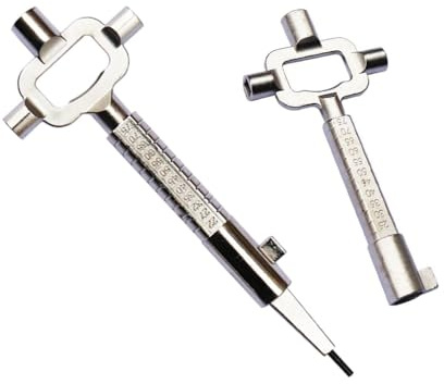 Abiyou Lot de 2 clés de construction universelles, clé universelle en alliage de zinc, clé multifonction avec échelle, clé universelle de construction, pour fenêtres et portes (argent)
