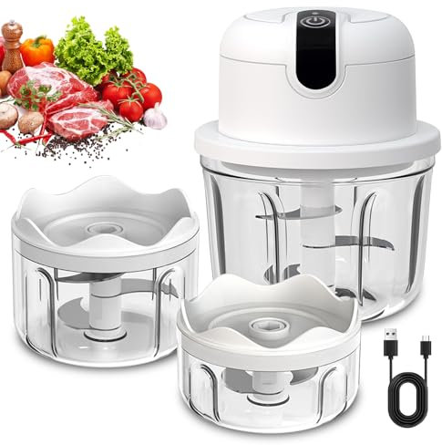 Mini Picadora De Cebolla Eléctrica,350 ml Mini Picador Eléctrico Portátil,Tres Tazas,Cortador De Cebolla USB,Mini Cortador De Cebolla Para Cebollas,Frutas,Carne,Nueces