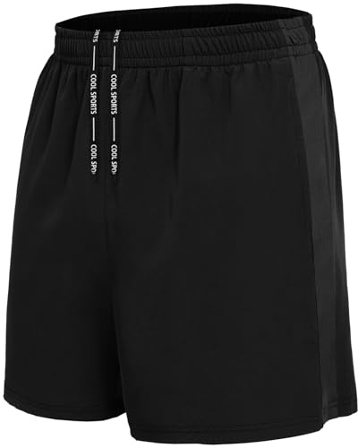 BOOJO Sporthose Herren Kurz Hosen Schnell Trocknend Sport Shorts mit Reißverschlusstasche Leicht Jogginghose Trainingshose(Schwarz,M)