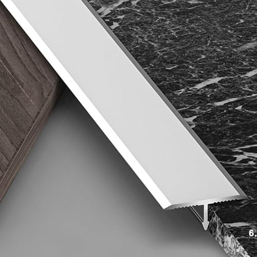 Aluminium-Teppichkantenleiste – Fußböden Abdeckleiste | T-förmige Türschwellen Leiste | 90 Cm/36 Zoll | Übergangsprofil Für Fliesen(Silver,130 * 2cm)