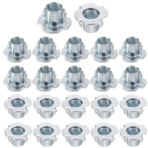 QUARKZMAN M12x17mm T-Nuts 4 Pronged Tee Nut 1.1 x 0.67 Inserts en Acier Carbone Fileté Complet Pour Bois, Prises d'Escalade, Menuiserie, Meubles 100pcs