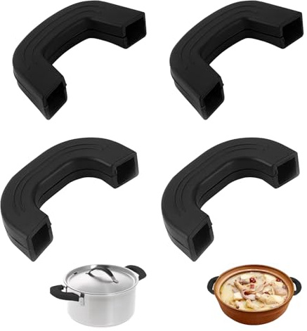 Juego de 4 mangos de silicona para ollas con protección contra el calor de las asas de las ollas, asas de silicona para ollas, protectores de dedos de cocina para sartenes, bandejas de horno