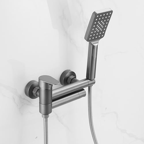 Wasserfall Badezimmer Wannenarmatur Verdeckte Badewannenarmatur mit Handbrause 4 Modus Einhebelmischer Badezimmer für Badewanne Grau