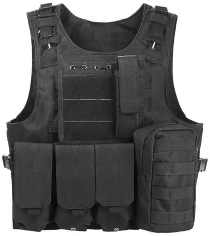 Bauzuoyo - Gilet tattico da uomo militare, mimetico, giubbotto da combattimento, per polizia, Airsoft, per caccia, CS, gioco di campo, sicurezza, guardie, outdoor, campeggio, giubbotto da