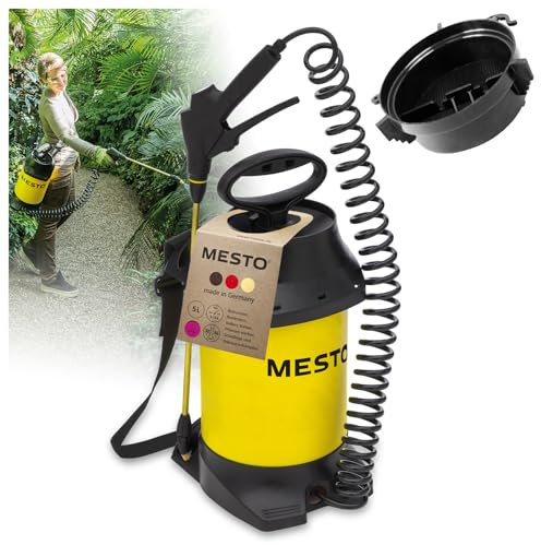 MESTO Profi 5 Drucksprühgerät 5L Set inkl. MESTO Einfüllsieb 120mm | Drucksprüher 3 Bar | Sprühflasche Haus & Garten | Pumpsprühflasche Pflanzen | Unkrautvernichter & Pflanzenschutz | FPM Dichtungen