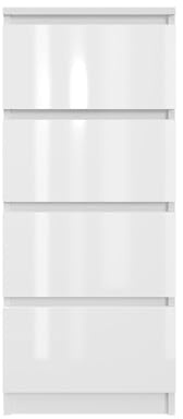 SoDREAMER Kommode mit 4 Schubladen 40 cm | Weiß - glänzende Vorderseite Ideal für Schlafzimmer, Wohnzimmer, Kinderzimmer und Büro | Geräumige Kommode| Modernes Design | 40x97x40 cm