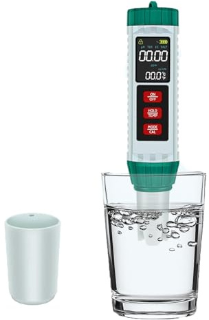 PH Wert Messgerät 5-in-1, Digitales Wassertester Trinkwasser mit LCD Anzeige, PH Tester für Pool, EC Messgerät mit TDS Salzgehalt Temperatur für Aquarium, Hydroponik, Labor, Haushalt