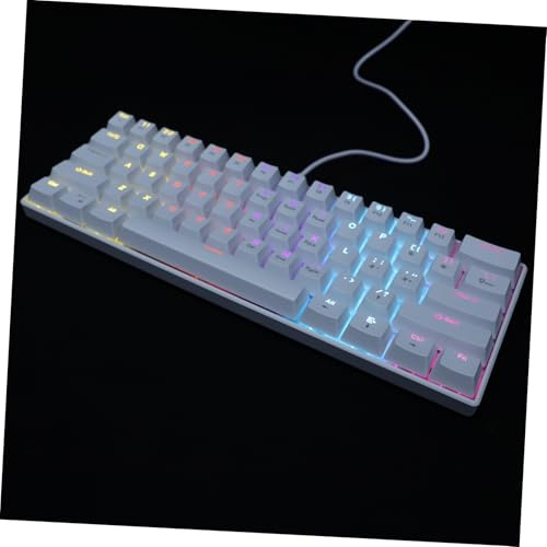 Clavier Mécanique Filaire 61 Touches Abs pour PC Gaming et Travail | Rétroéclairage, Touches Multifonctions, Design Ergonomique, Compatible Ordinateur Portable, Blanc