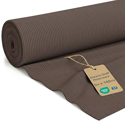 Stoff Meterware Cordstoff 5 M x 140 cm - Polsterstoff Möbelstoff Stoffe zum Nähen Cord Dekostoff Gardinenstoff Möbelstoffe für Sofa Decke Bettwäsche und Kissen Bezug Oeko-Tex Braun