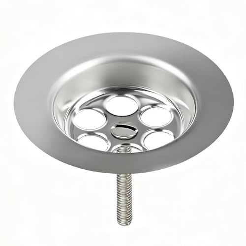 70mm Kitchen Sink Waste Basket Replacement, Old Style Poly Plug Strainer with Screw, Leak-Proof Drain Cover Fits Standard Basin Drains for Kitchen, Bathroom & Washbasin