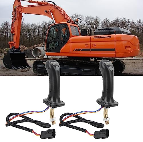EIMSOAH Leva Joystick per Escavatore, 2 Maniglie Joystick per Escavatore a 3 Pulsanti, Maniglie per con Pulsanti a 6 Pin in Lega di Alluminio per Doosan DH DX150 215