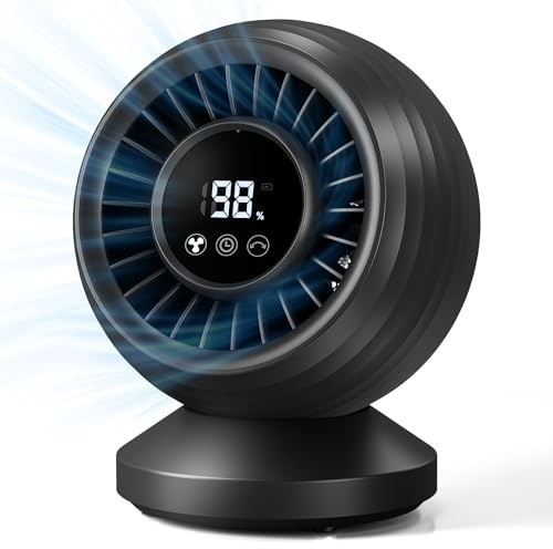 Orvyna Ventilatore da Tavolo Silenzioso 22 dB, Circolatore d’Aria 3D Turbo, Ventilatore da Scrivania con Display Touch, Oscillazione 120°, 7 Velocità, Timer, per Camera da Letto, Ufficio e Cucina,Nero