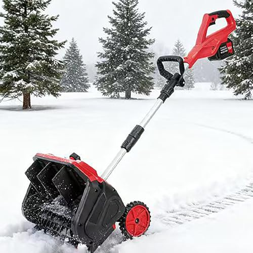 Pala da neve senza fili, con manico regolabile e piastra direzionale, compatibile con batteria, per vialetto, patio e marciapiede