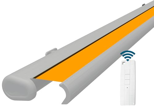 Eclipse Vollkassettenmarkise weiß elektrisch 3,0x2,5m Tuch: Gelb | Markise Balkon Garten Terrassenüberdachung Sonnenschutz Polyacryltuch UV-Schutz 50+ Smarthome-fähiger Dooya Motor