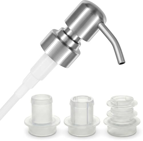 ALTGLAS Pompa del Dispenser di Sapone 'Zagreb' - Testa in Acciaio Inox con set di Adattamenti per Flaconi da 18-23 mm - Dosatore Liquido Upcycling da Bottiglie Usate (Argento Spazzolato)