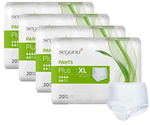 SEGUNA Pants Plus, 4 x 20 Stück, Gr. XL, Inkontinenz Pants, Windelhosen für Erwachsene, Frauen, Männer, Inkontinenzhosen bei Blasenschwäche
