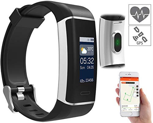 Newgen Medicals Fitness-GPS-Armband mit XL-Farb-Display & App für 6 Sportarten, IP67