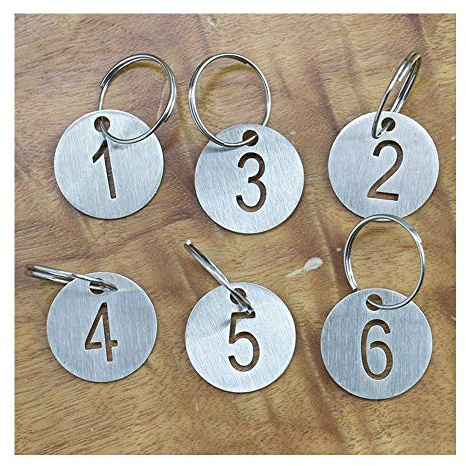 Sourcemall Nummerierte Anhänger mit Schlüsselring Edelstahl Kreis Tags 1-25 Durchmesser 3cm