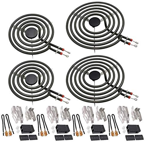 【2026 UPGRADED】MP22YA Electric Range Burner Element Unit Set(2 pcs MP15YA 6 & 2 pcs MP21YA 8) with 4 Pack 330031 Surface Element Receptacle Kit for Whirlpool Ken-more Ranges/Stoves by Beaquicy